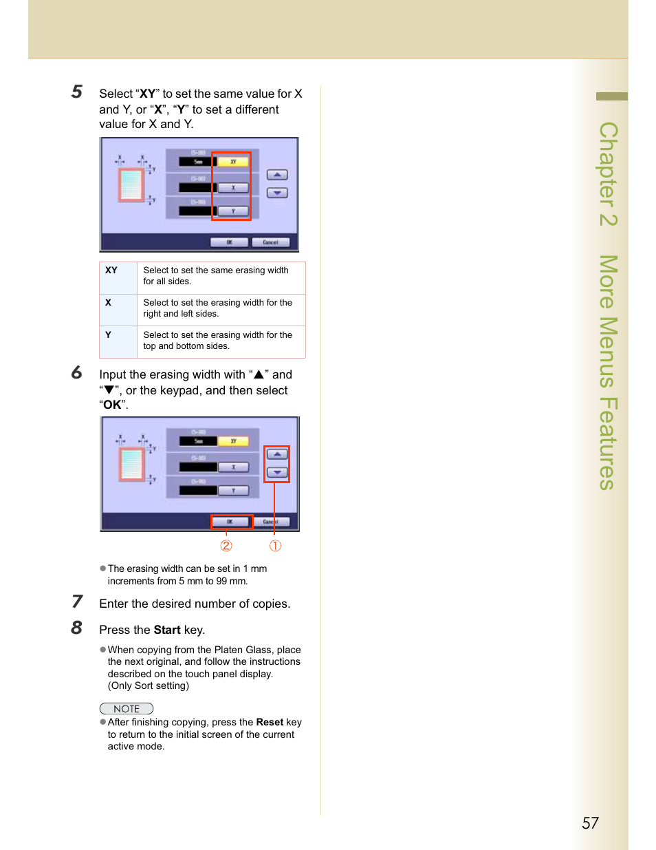 Chapter 2 more menus features | Panasonic WORKIO C213 User Manual | Page 57 / 98
