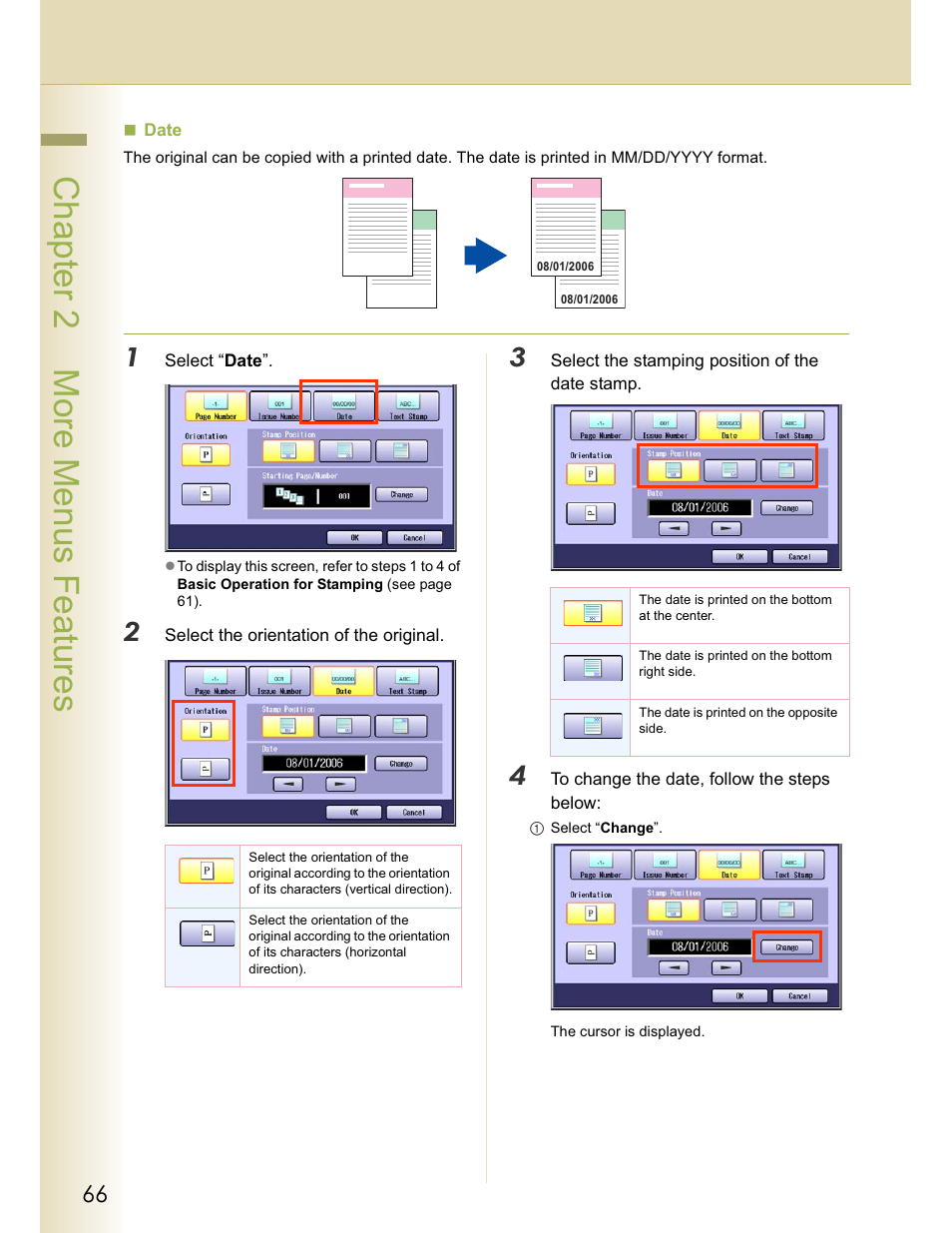 Chapter 2 more menus features | Panasonic WORKIO C213 User Manual | Page 66 / 98
