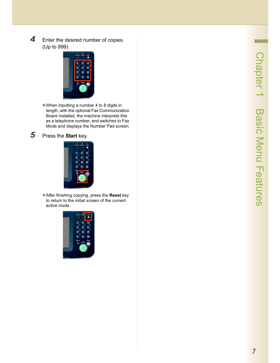 Chapter 1 basic menu features | Panasonic WORKIO C213 User Manual | Page 7 / 98