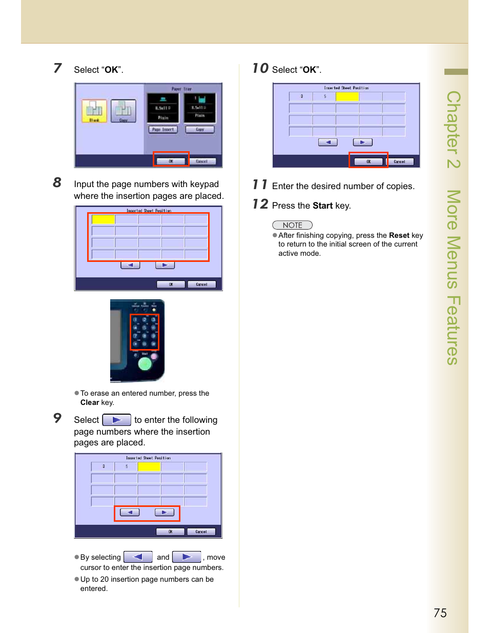 Chapter 2 more menus features | Panasonic WORKIO C213 User Manual | Page 75 / 98