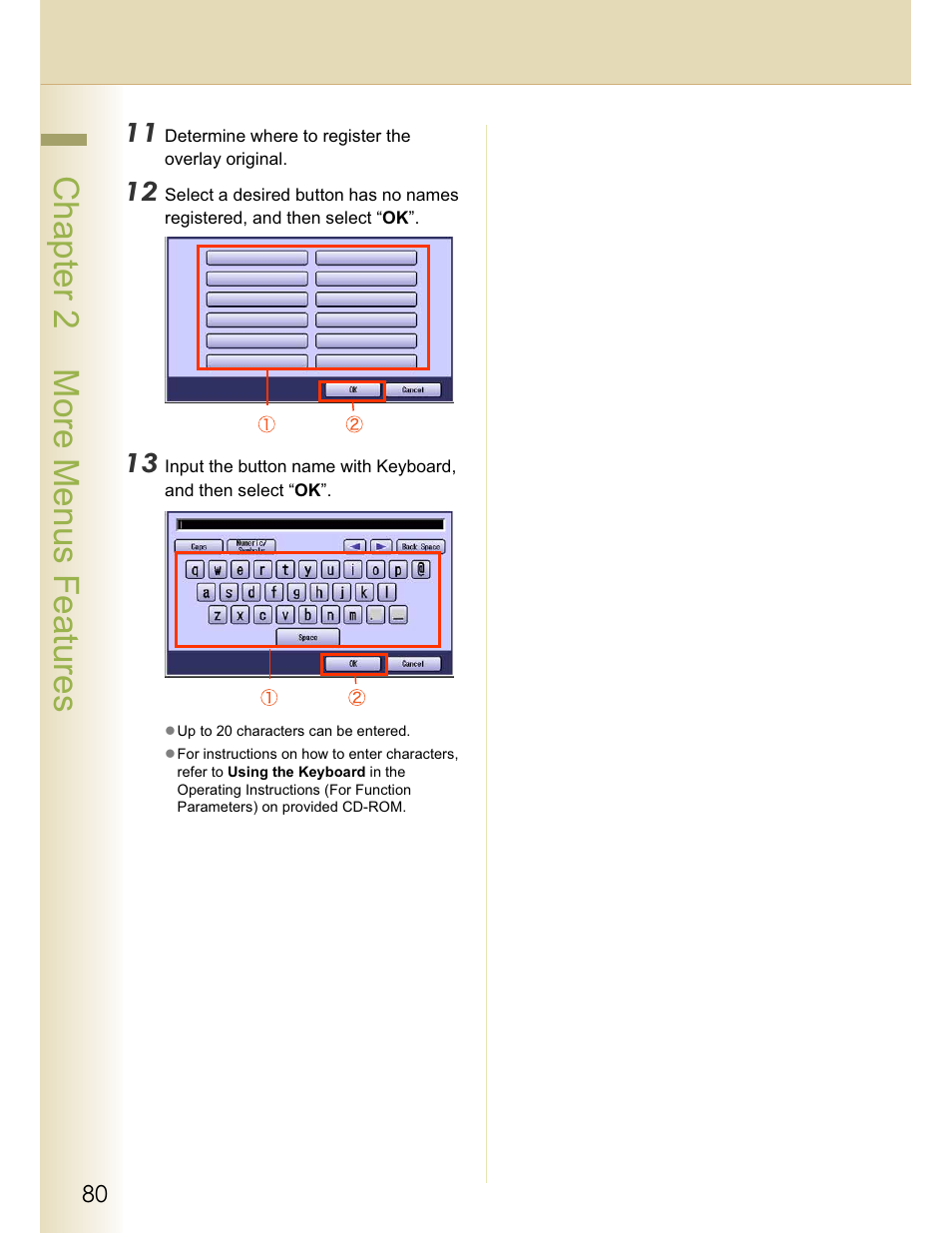 Chapter 2 more menus features | Panasonic WORKIO C213 User Manual | Page 80 / 98