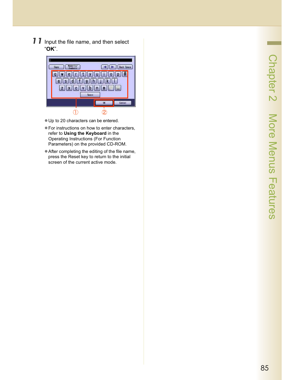 Chapter 2 more menus features | Panasonic WORKIO C213 User Manual | Page 85 / 98