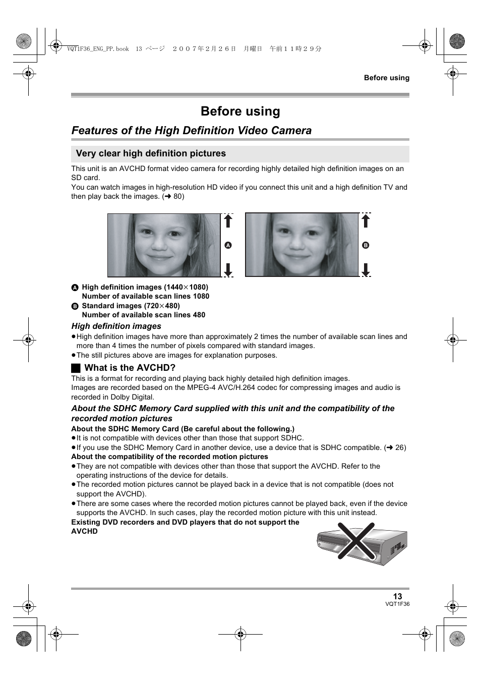 Before using, Features of the high definition video, Camera | Features of the high definition video camera | Panasonic AG-HSC1UP User Manual | Page 13 / 140