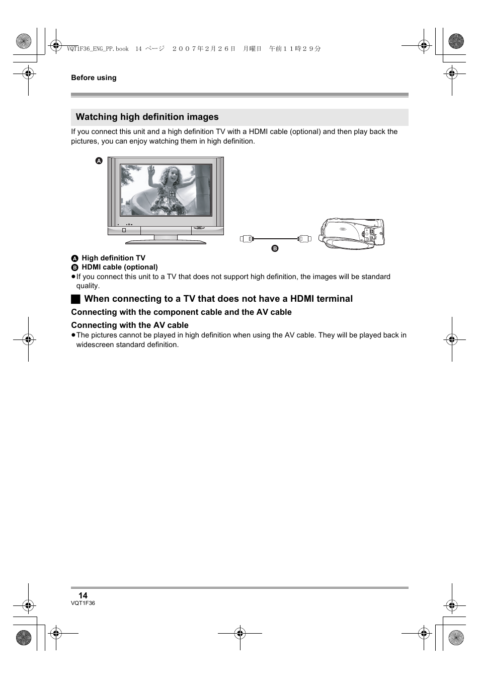 Watching high definition images | Panasonic AG-HSC1UP User Manual | Page 14 / 140