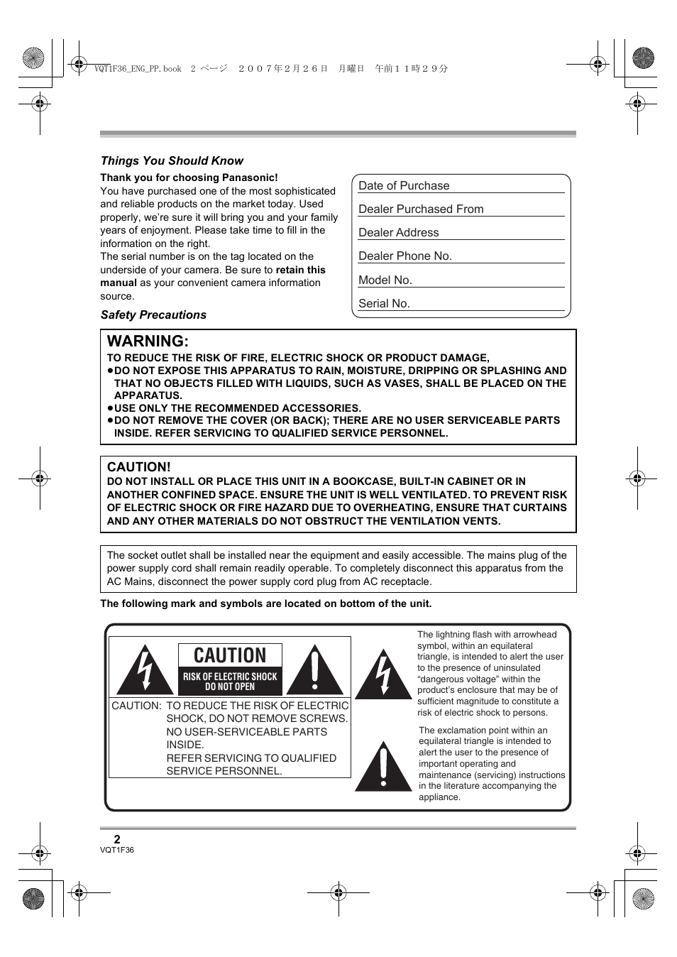 Caution, Warning | Panasonic AG-HSC1UP User Manual | Page 2 / 140