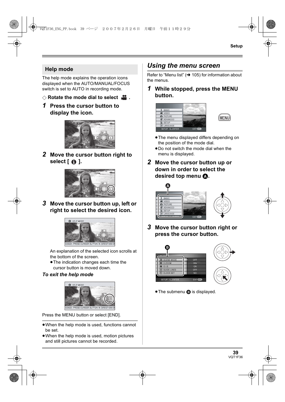 Using the menu screen, L 39) | Panasonic AG-HSC1UP User Manual | Page 39 / 140