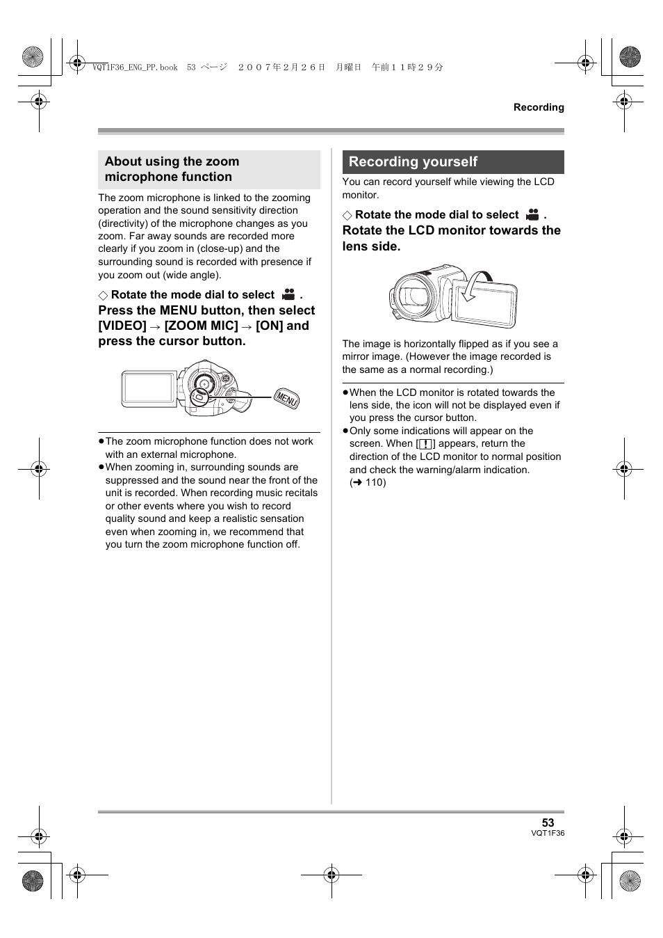 Recording yourself | Panasonic AG-HSC1UP User Manual | Page 53 / 140