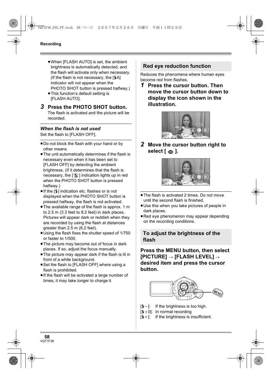 L 58, L 58) | Panasonic AG-HSC1UP User Manual | Page 58 / 140