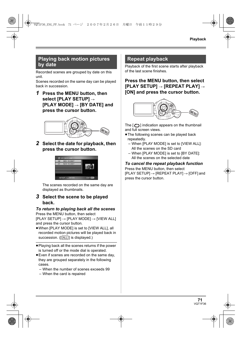 L 71) | Panasonic AG-HSC1UP User Manual | Page 71 / 140