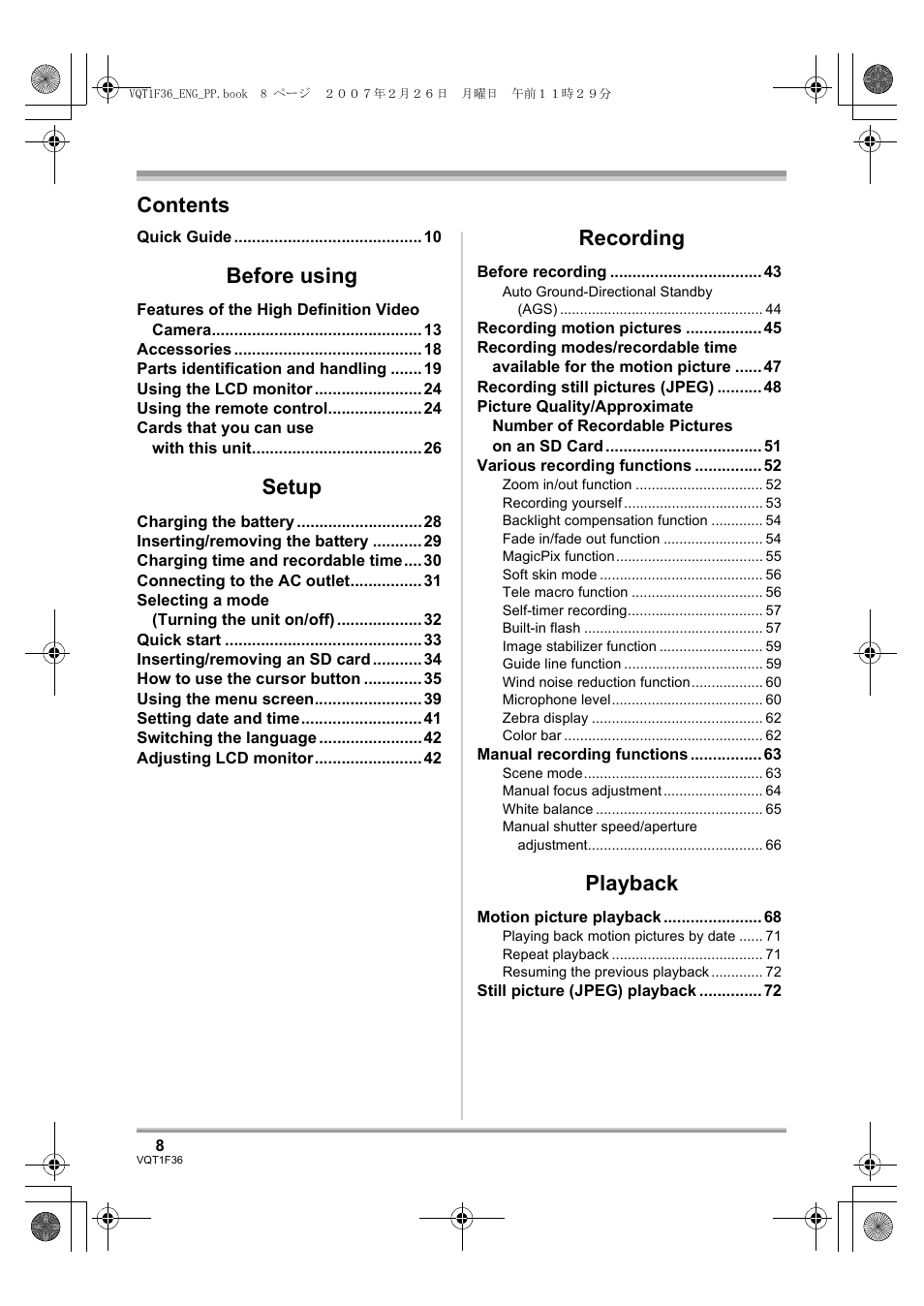 Panasonic AG-HSC1UP User Manual | Page 8 / 140