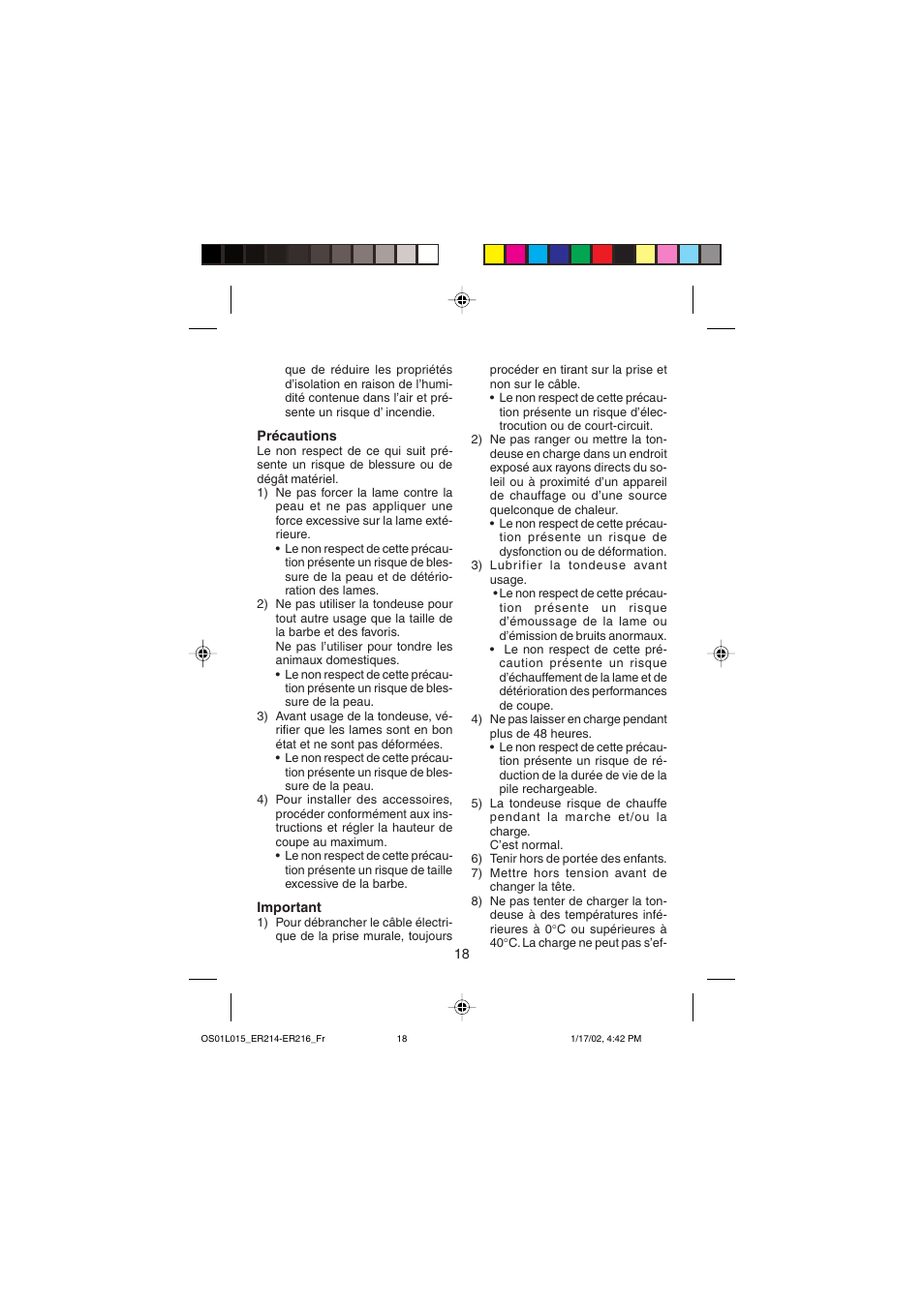 Panasonic ER214/216 User Manual | Page 18 / 62