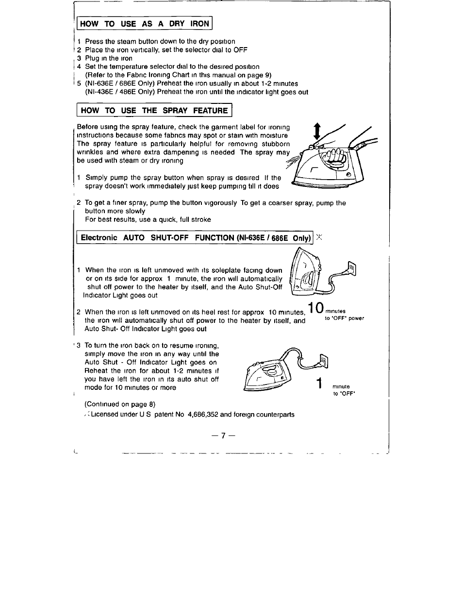 How to use the spray feature | Panasonic NI-636E User Manual | Page 7 / 10