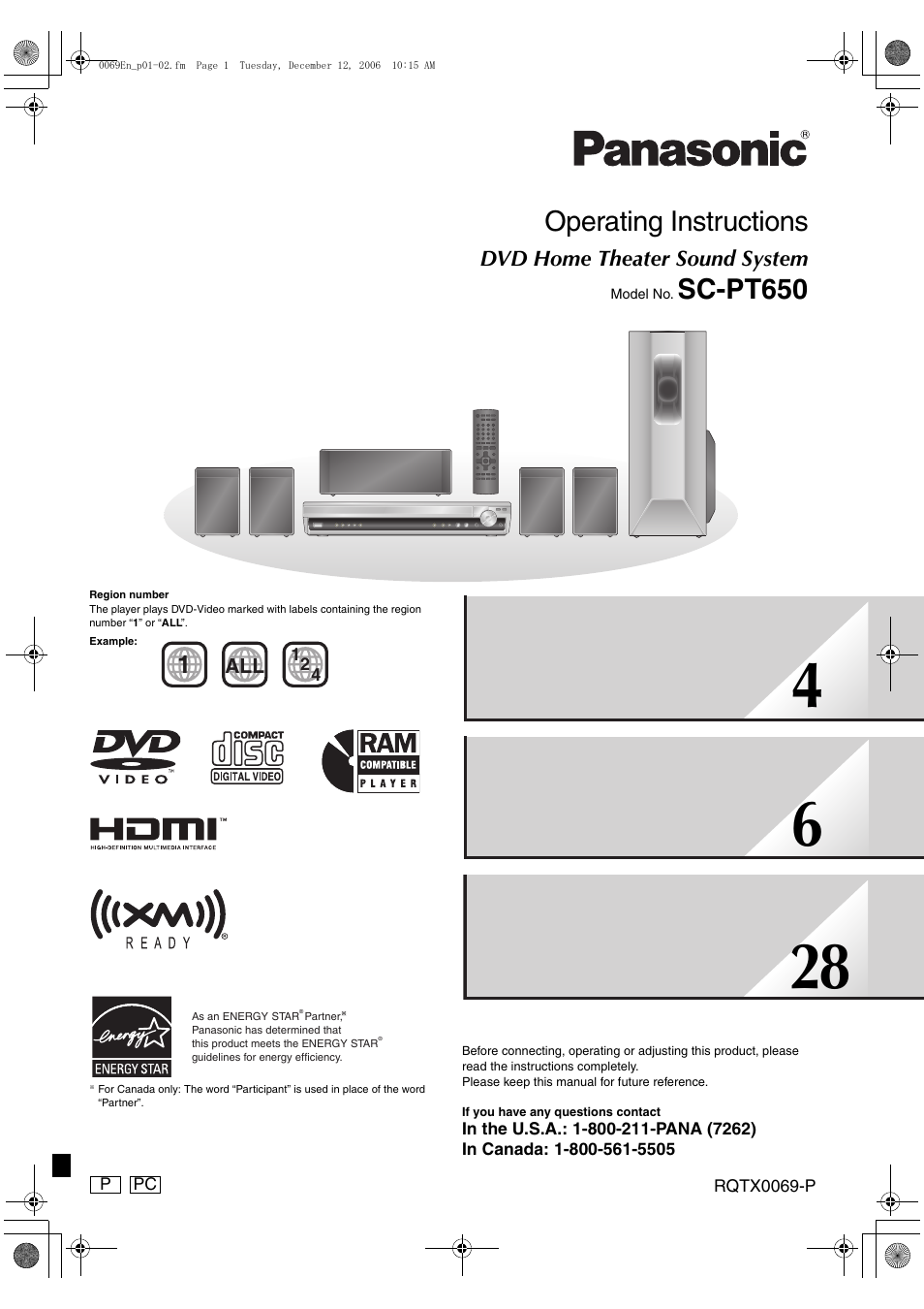 Panasonic SC-PT650 User Manual | 40 pages