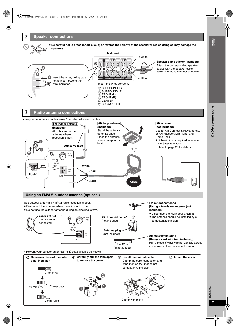 Si mp le s etu p, Speaker connections, Radio antenna connections | Panasonic SC-PT650 User Manual | Page 7 / 40
