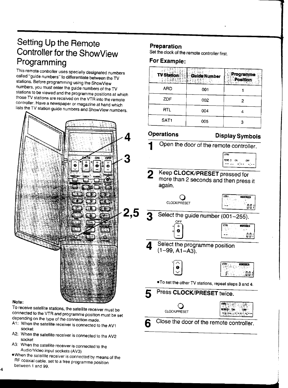 Preparation, For example, Display symbols | Press clock/preset twice | Panasonic NV-HS1000EC User Manual | Page 14 / 62