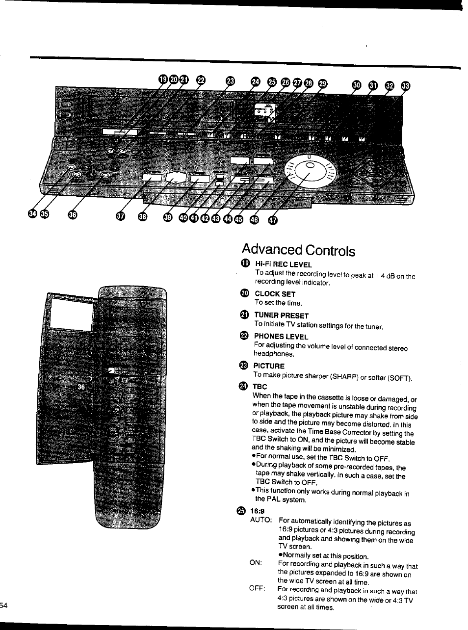 Advanced controls | Panasonic NV-HS1000EC User Manual | Page 54 / 62