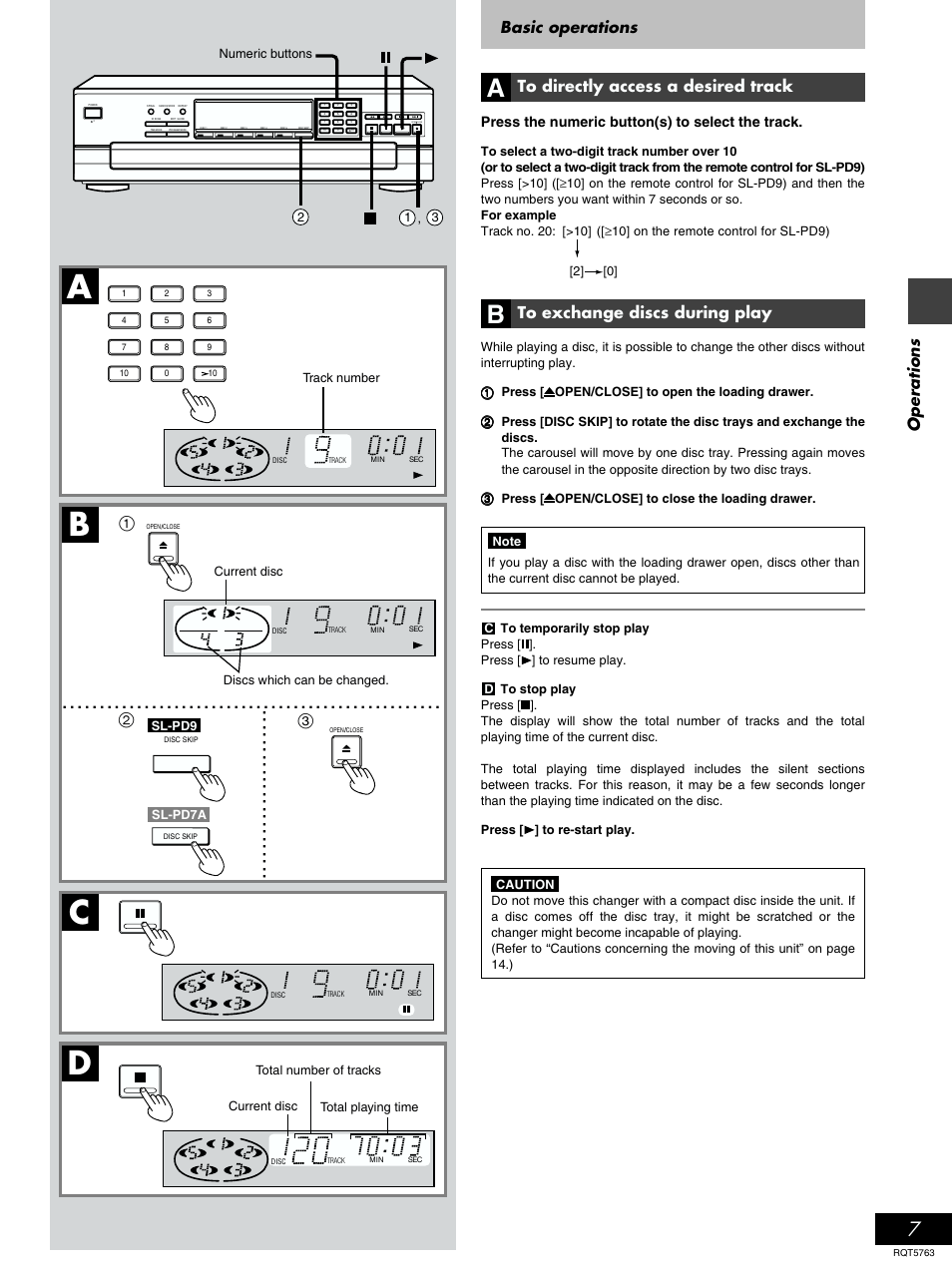 Ab c, Operations, Press the numeric button(s) to select the track | Panasonic SL-PD9 User Manual | Page 7 / 16