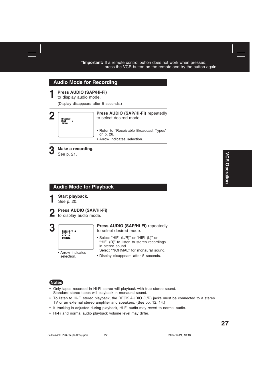 Panasonic PV-D4745S User Manual | Page 27 / 72