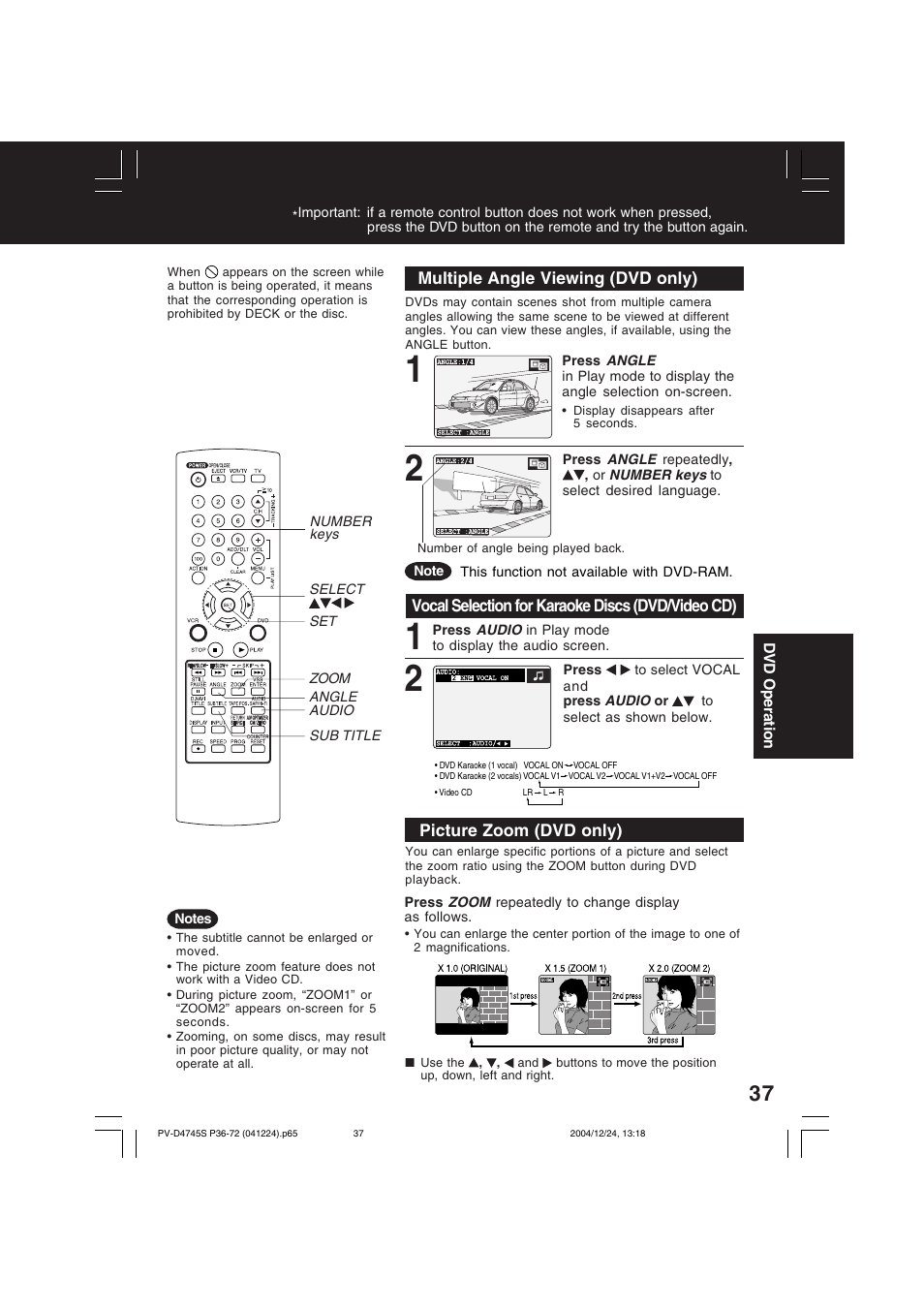 Panasonic PV-D4745S User Manual | Page 37 / 72