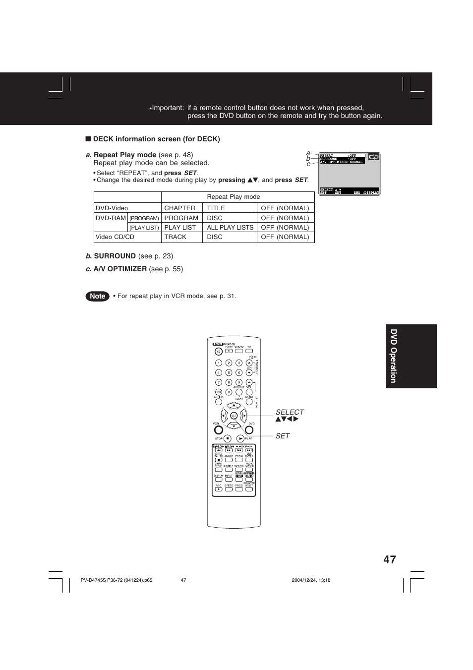 Panasonic PV-D4745S User Manual | Page 47 / 72