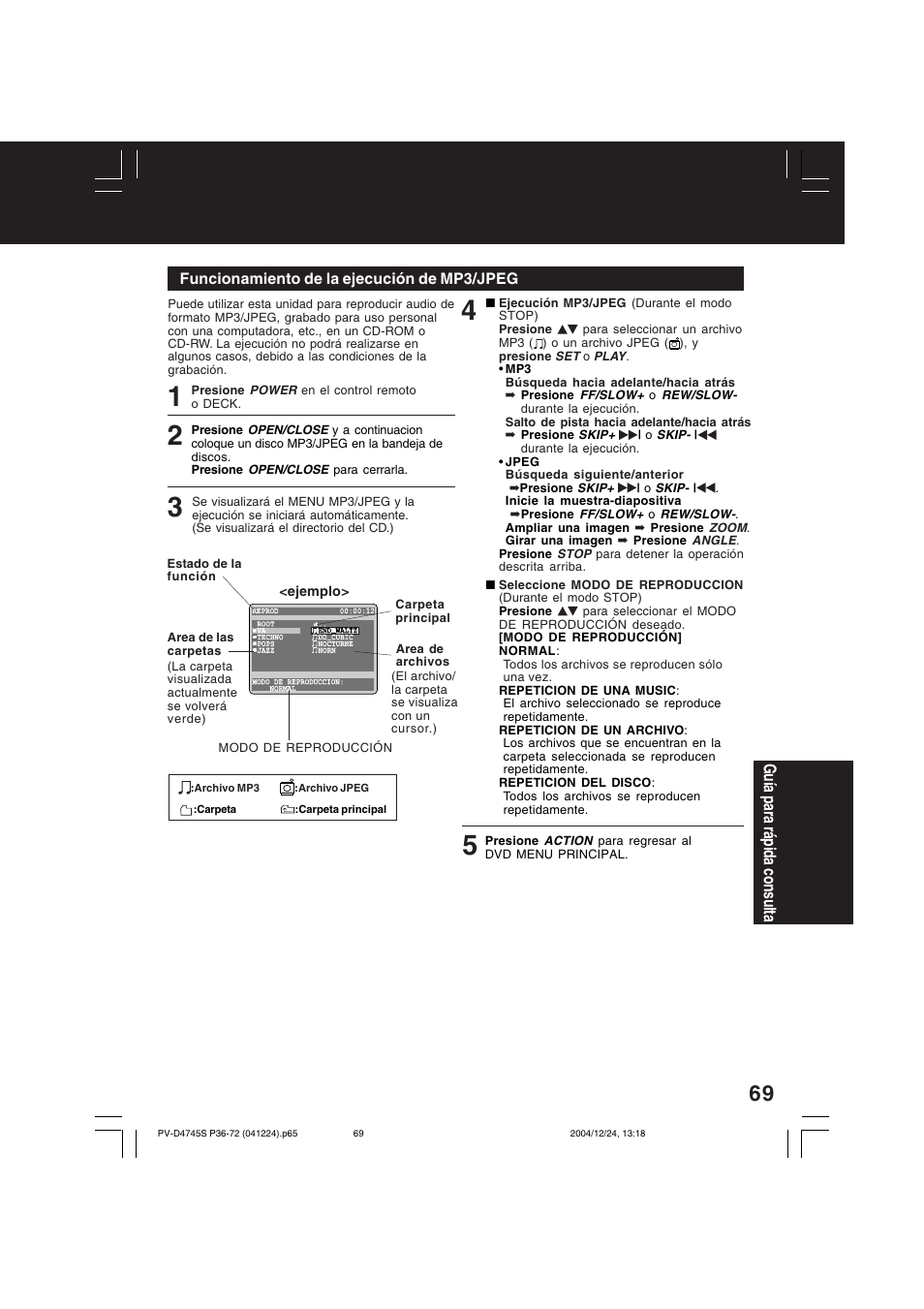 Gu ía para r ápida consulta | Panasonic PV-D4745S User Manual | Page 69 / 72
