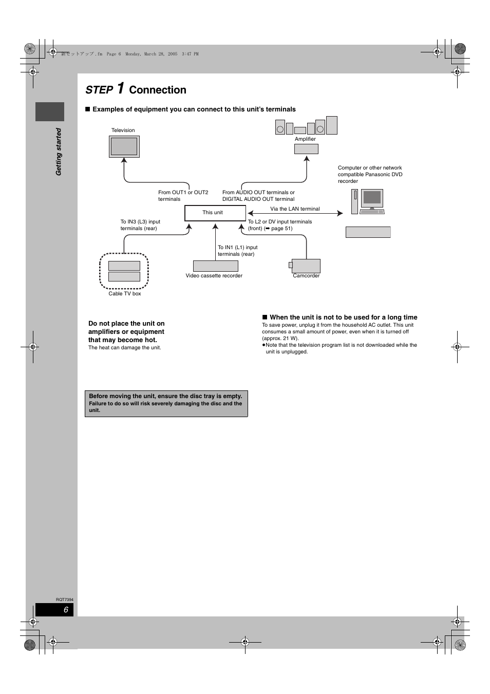 Step 1 connection, Step, Connection | Panasonic DMR-E500H User Manual | Page 6 / 84