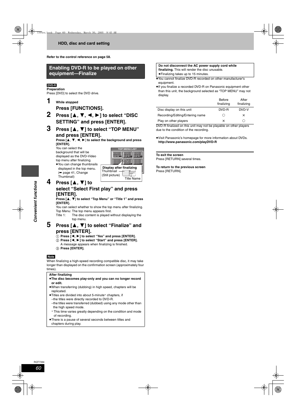 Press [functions | Panasonic DMR-E500H User Manual | Page 60 / 84