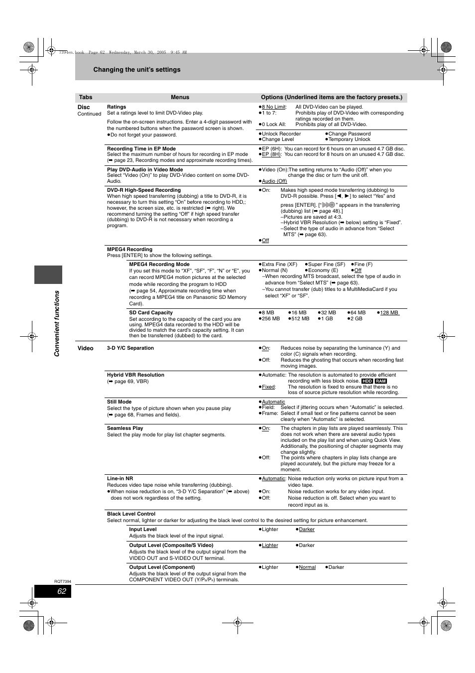 Panasonic DMR-E500H User Manual | Page 62 / 84