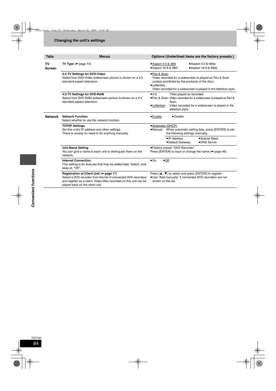 Panasonic DMR-E500H User Manual | Page 64 / 84