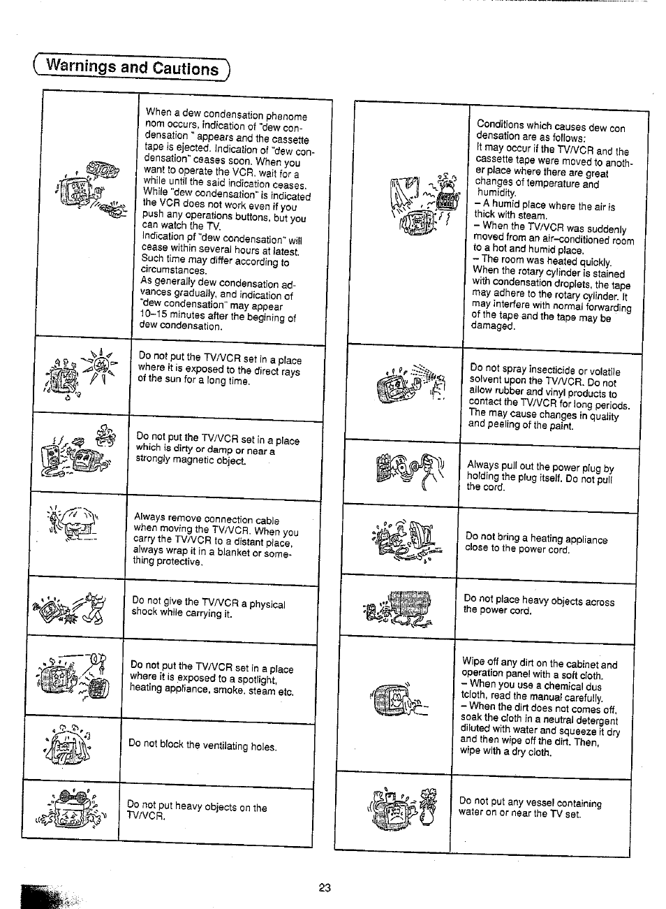Warnings and cautions ) | Panasonic TC-21SV10M  EN User Manual | Page 26 / 31