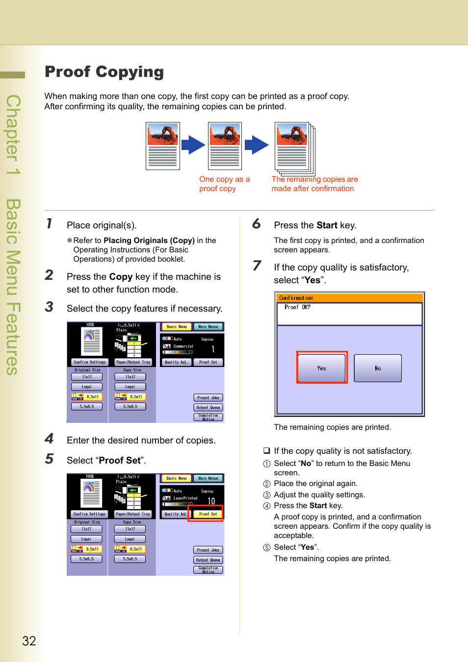 Proof copying, Chapter 1 basic menu features | Panasonic DP-C263  EN User Manual | Page 32 / 98