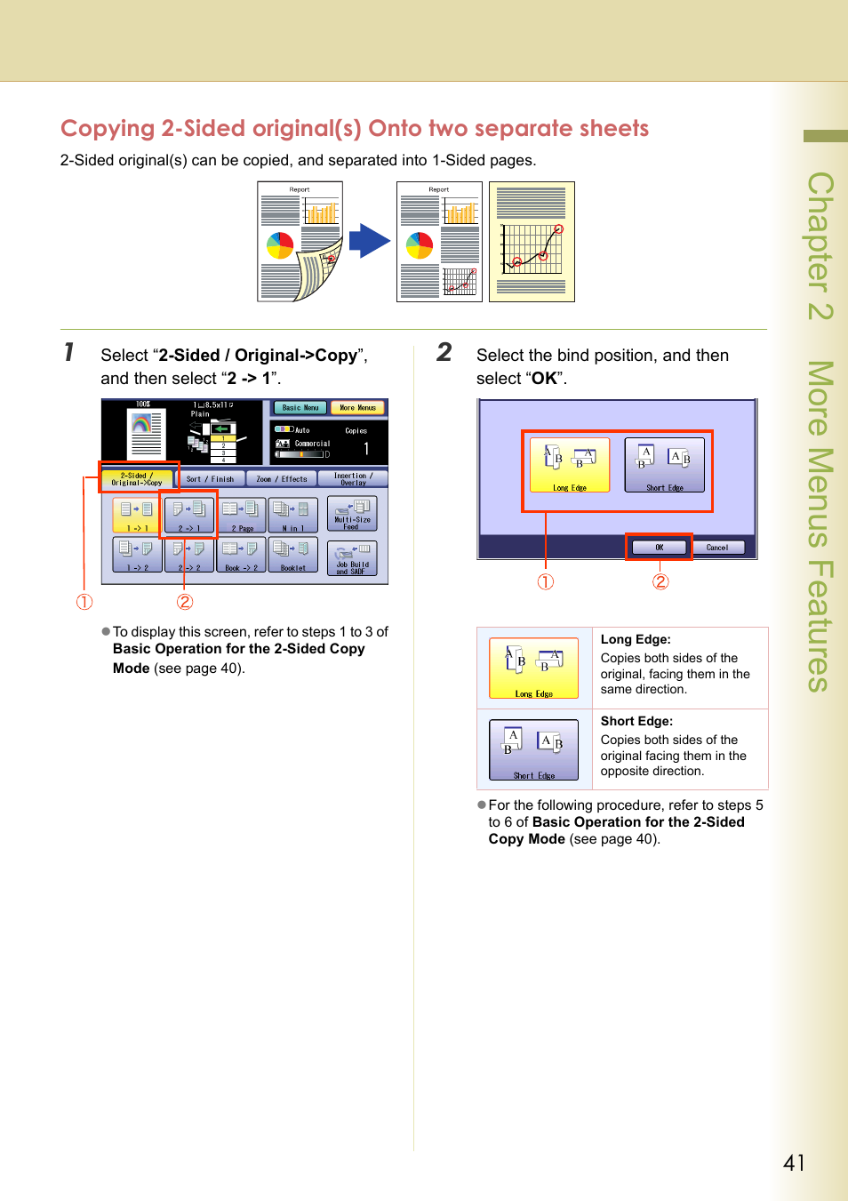 Chapter 2 more menus f eatures | Panasonic DP-C263  EN User Manual | Page 41 / 98