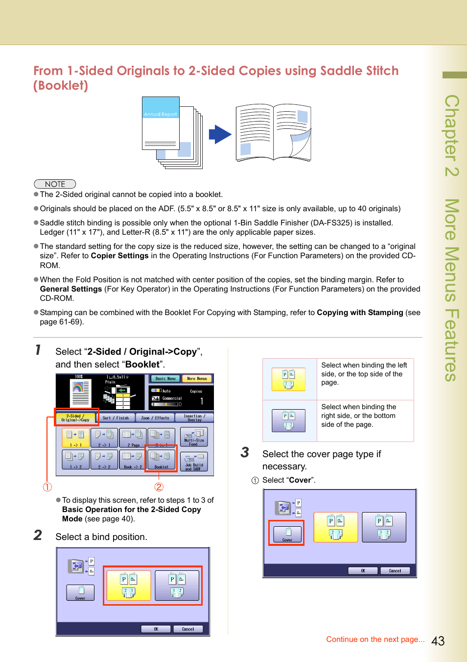Chapter 2 more menus f eatures | Panasonic DP-C263  EN User Manual | Page 43 / 98