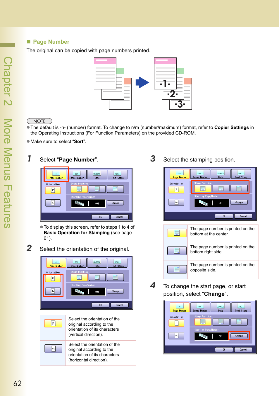 Chapter 2 more menus f eatures | Panasonic DP-C263  EN User Manual | Page 62 / 98