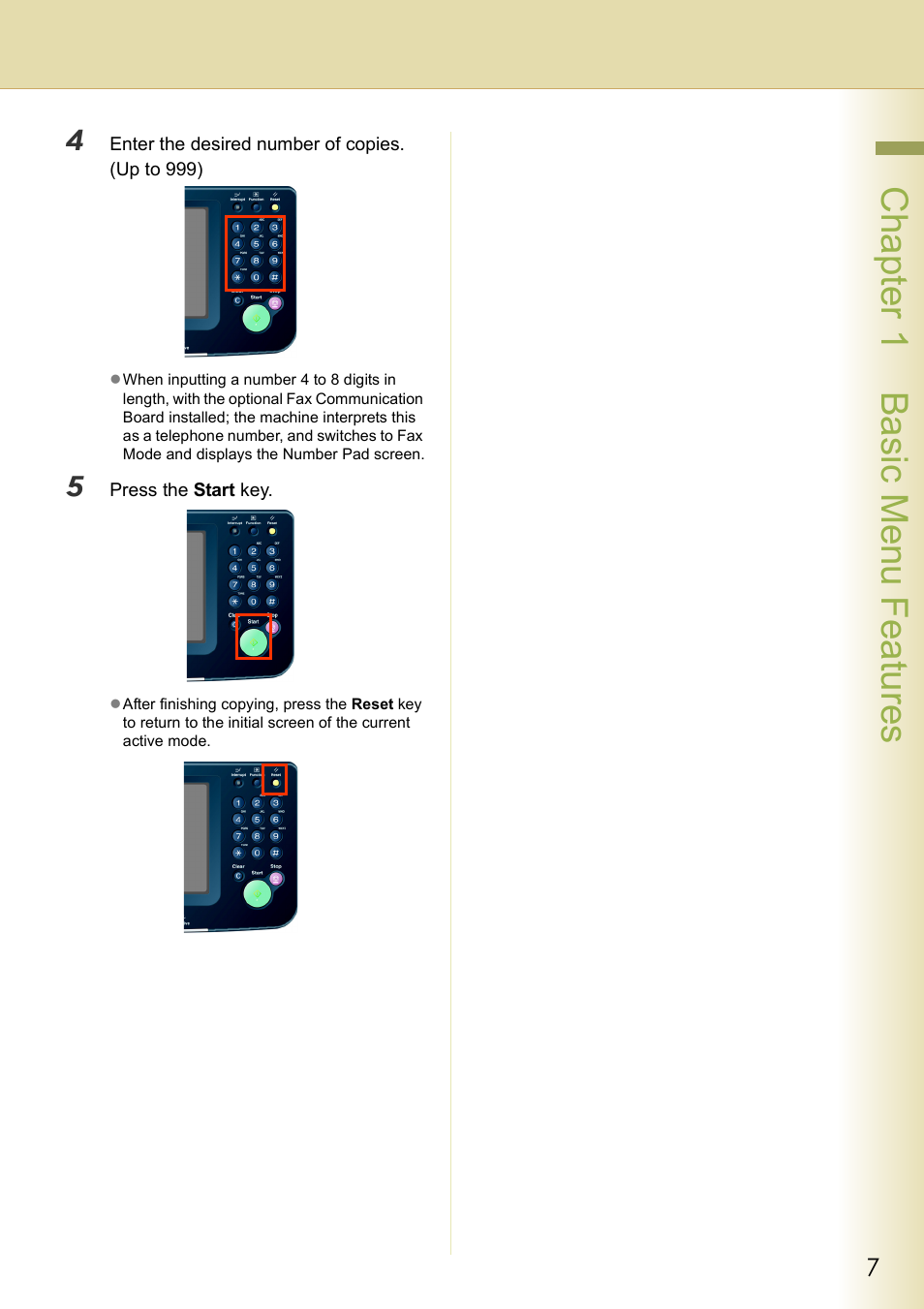 Chapter 1 basic menu features | Panasonic DP-C263  EN User Manual | Page 7 / 98