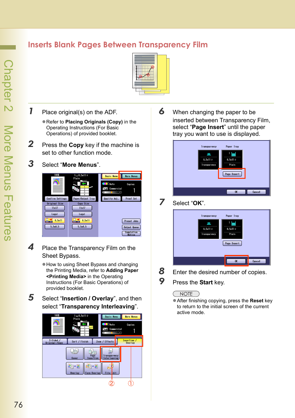 Chapter 2 more menus f eatures | Panasonic DP-C263  EN User Manual | Page 76 / 98