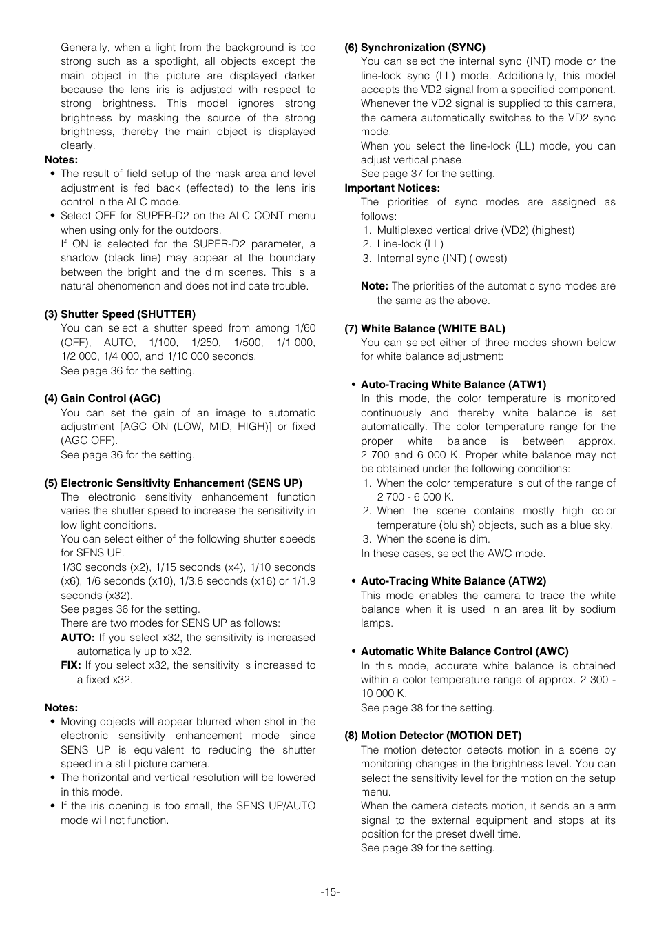 Panasonic WV-CS854B User Manual | Page 15 / 56