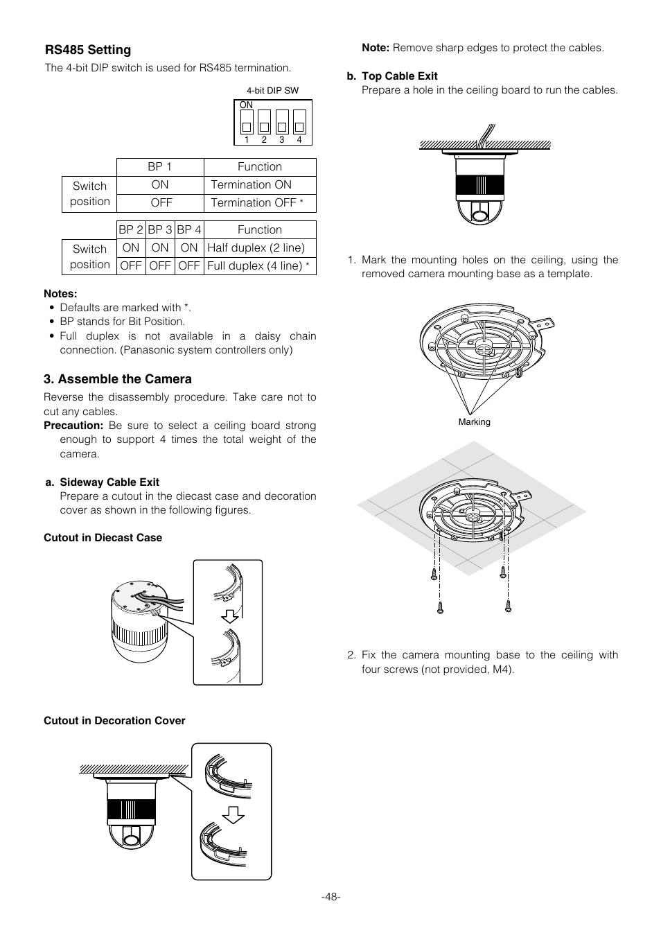 Panasonic WV-CS854B User Manual | Page 48 / 56