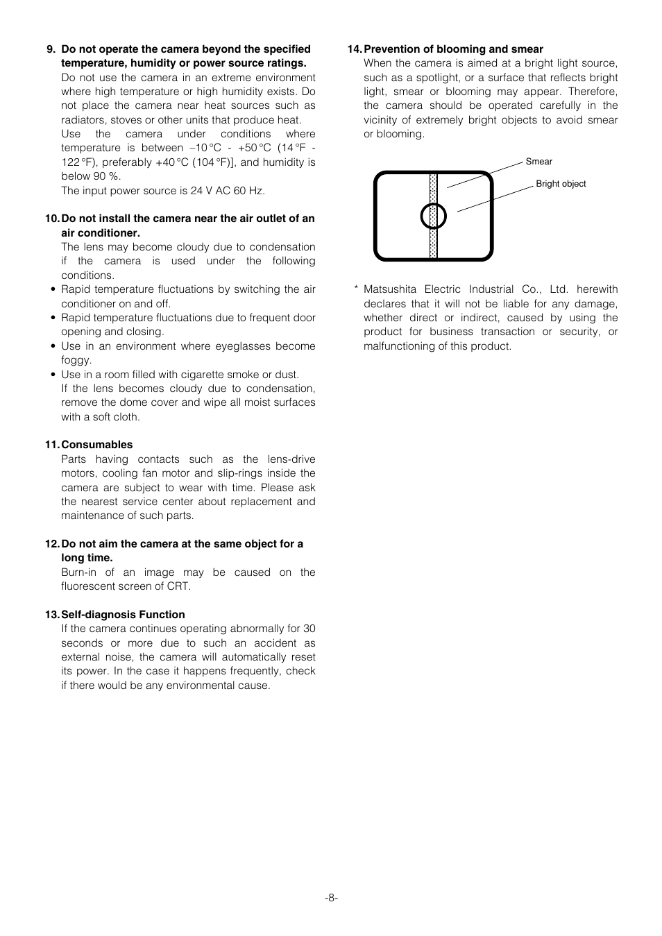 Panasonic WV-CS854B User Manual | Page 8 / 56