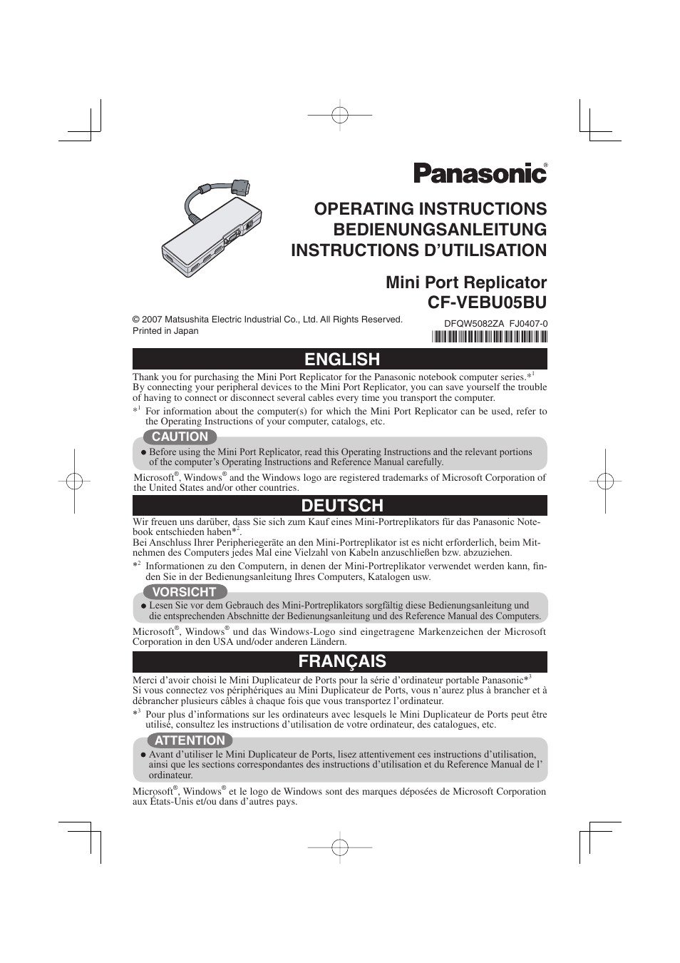 Panasonic CF-VEBU05BU User Manual | 16 pages