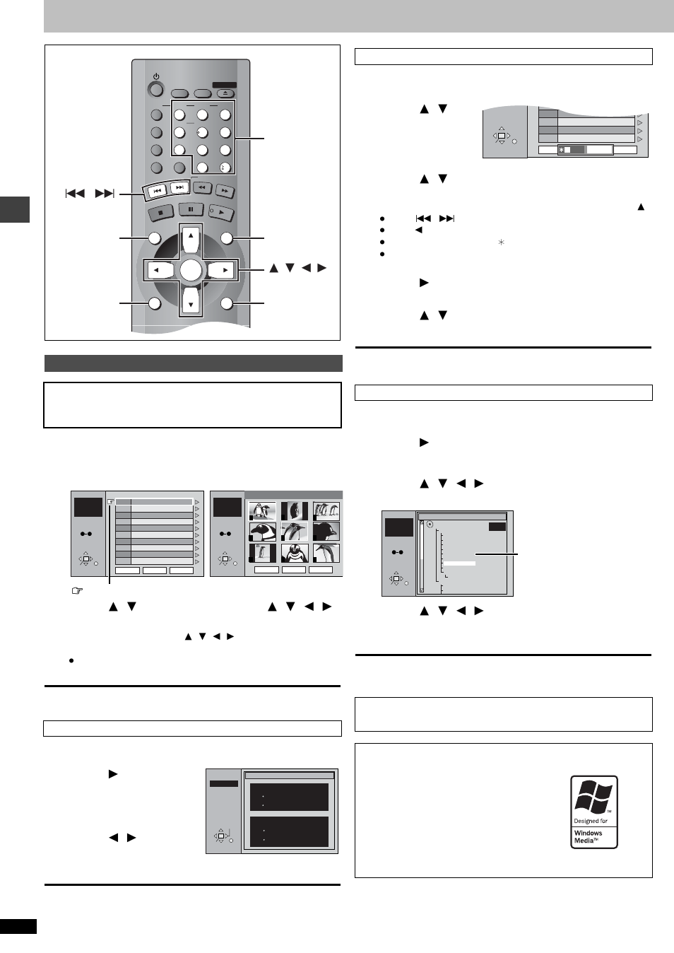 Navigation menus, Basic opera tions, Press [top menu | Press [ 3 , 4 ] to select “find” and press [enter, Press [ 3 , 4 ] to select “l” and press [enter, Press [ 1 ] to select “find” and press [enter, Playing wma/mp3/jpeg and cd text | Panasonic DVD-F85 User Manual | Page 12 / 28