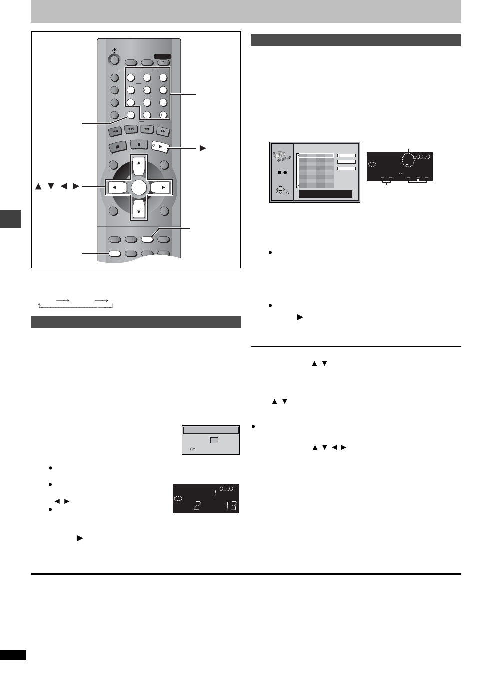 Changing play sequence, Ad v a nc ed ope rations, Press [play mode | Press [ 1 ] (play), Press the numbered buttons to select a disc, Random play, Program play | Panasonic DVD-F85 User Manual | Page 16 / 28