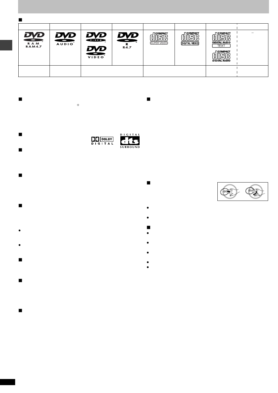 Disc information | Panasonic DVD-F85 User Manual | Page 8 / 28