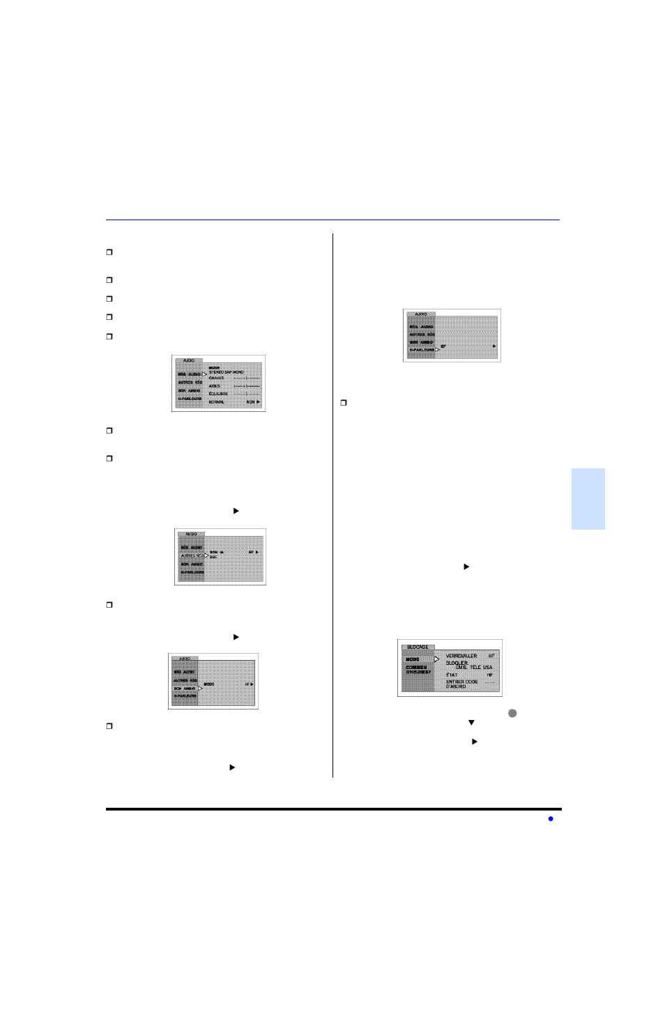 Audio, Blocage | Panasonic CT-27SC13 User Manual | Page 53 / 64