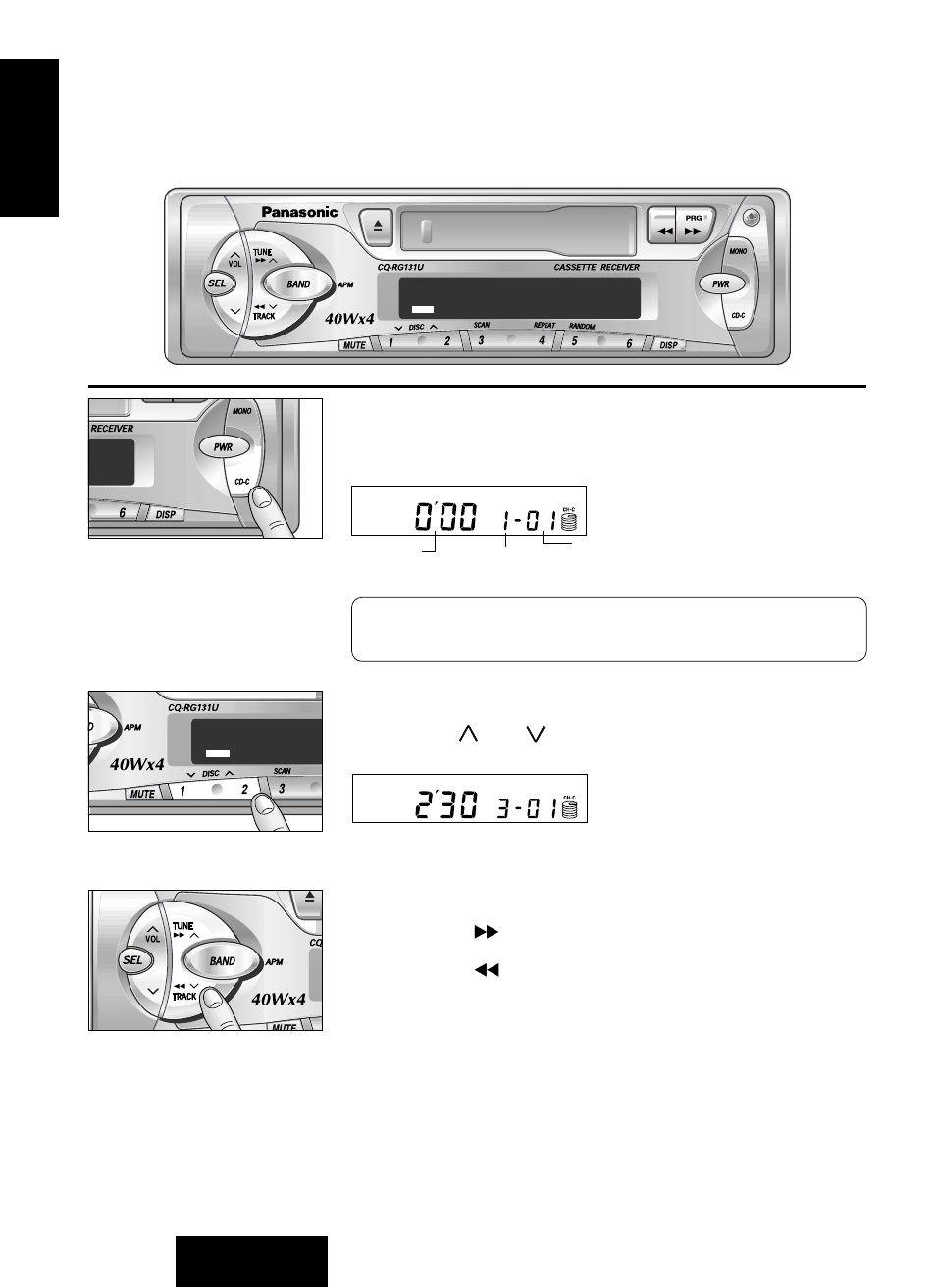 Cd changer basics, Selecting a disc, Selecting a track | Panasonic CQ-RG131U User Manual | Page 16 / 72