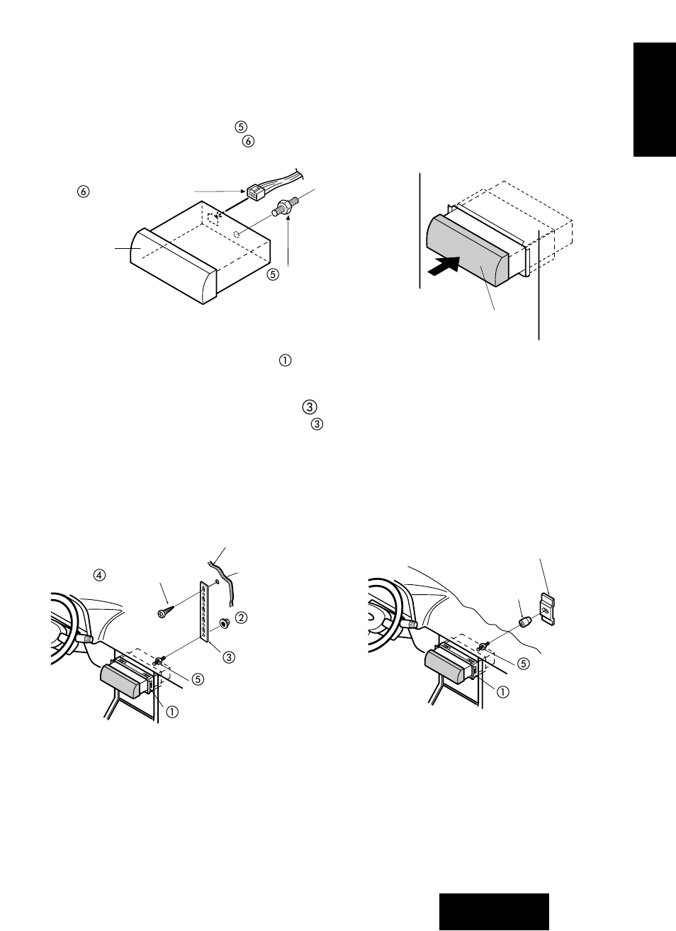 Secure the rear of the unit, Using the rear support strap ቤ, Using the rubber cushion (option) | Panasonic CQ-RG131U User Manual | Page 23 / 72