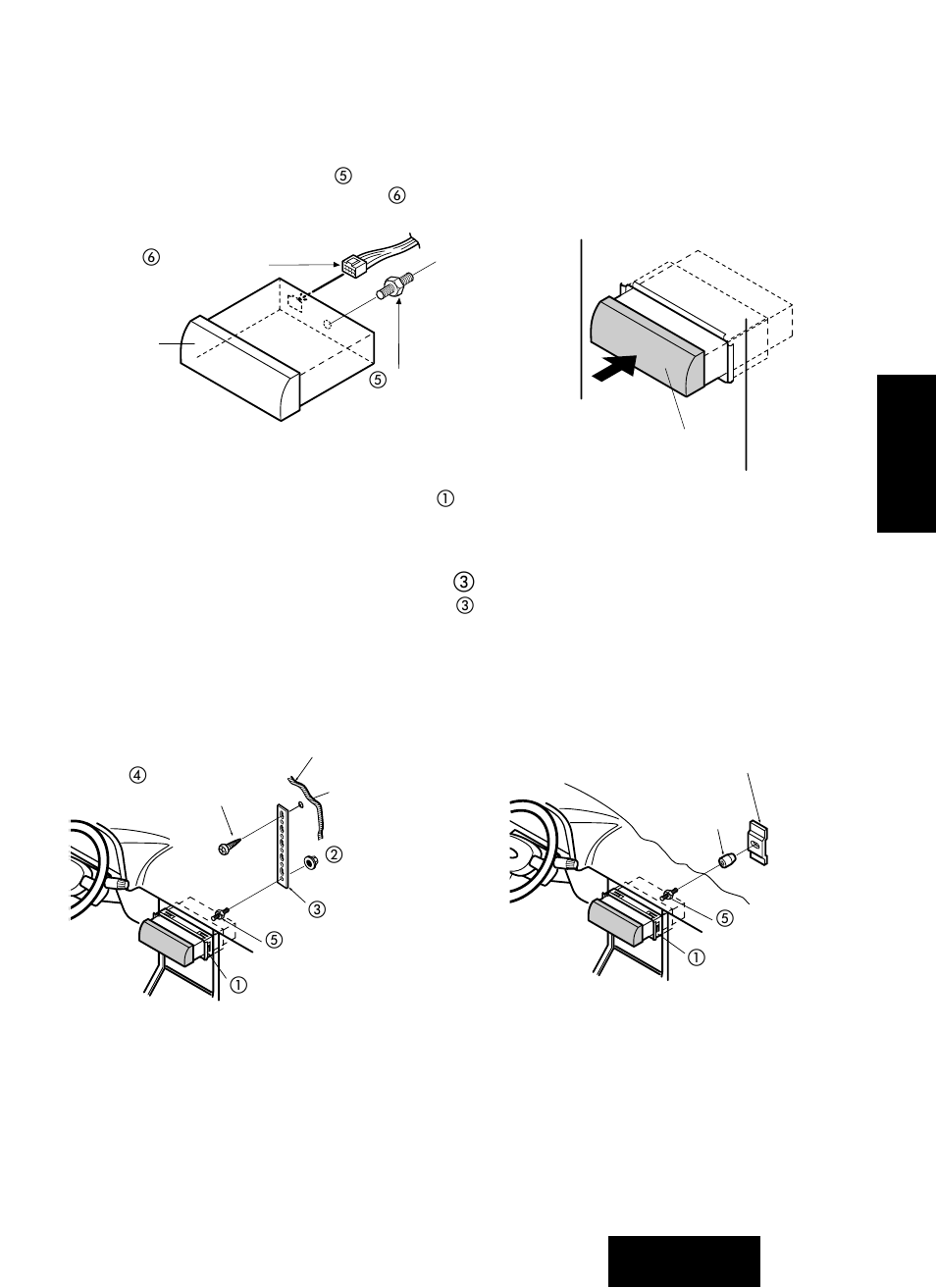 Asga la parte trasera del aparato, Usando la tira de soporte trasero ቤ, Usando el cojín de goma (opcional) | Panasonic CQ-RG131U User Manual | Page 63 / 72