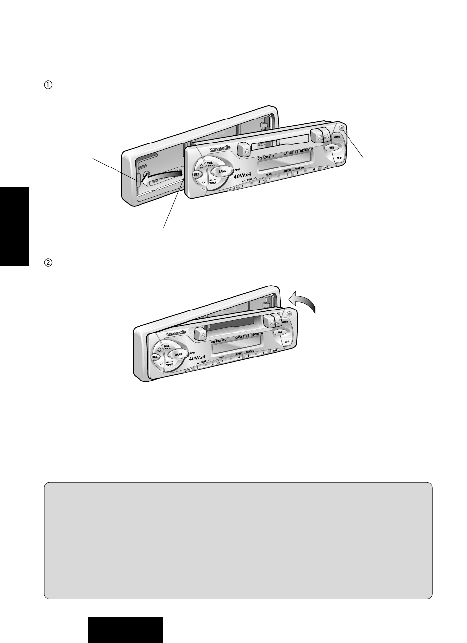 Guía de instalación, Cómo instalar la placa frontal removible, Continuación | Panasonic CQ-RG131U User Manual | Page 66 / 72