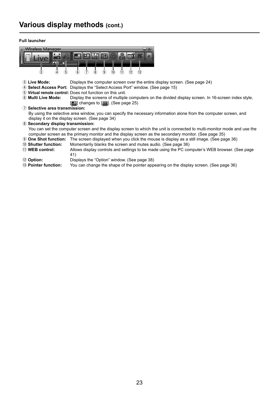 Various display methods, Cont.) | Panasonic TY-FB10WPU User Manual | Page 23 / 60