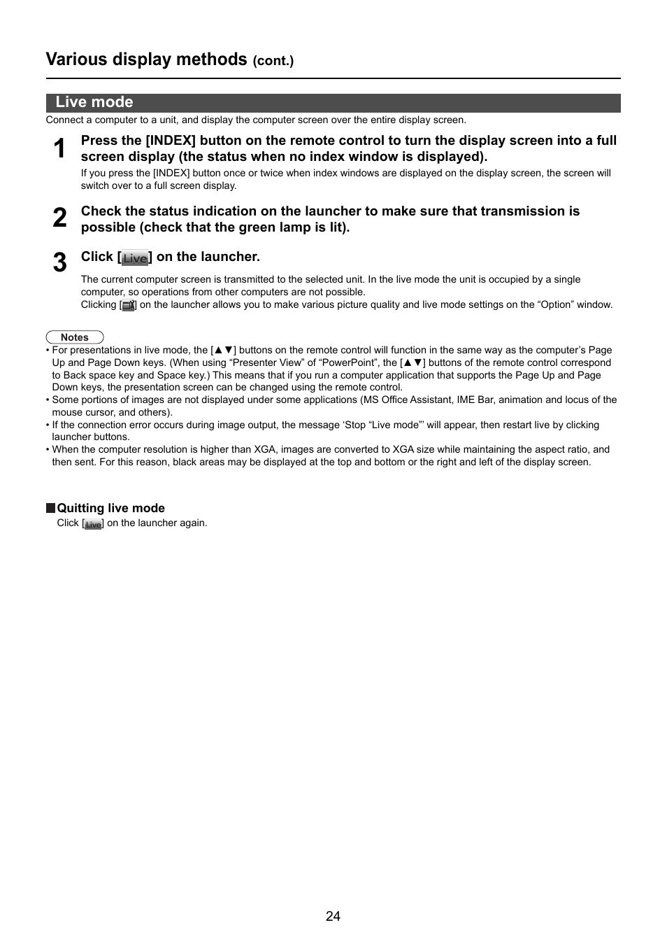 Various display methods | Panasonic TY-FB10WPU User Manual | Page 24 / 60